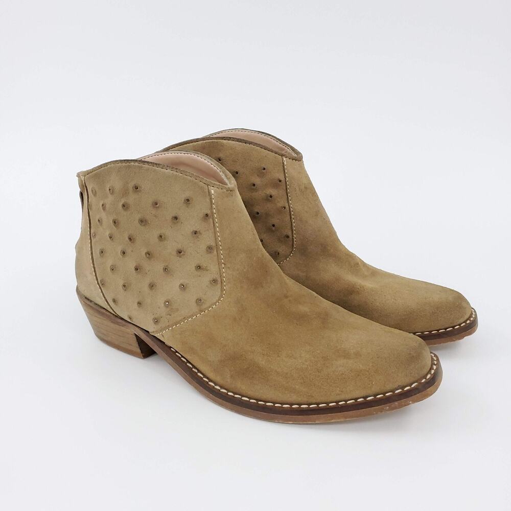 Zara Basic Bootie Women EU 39 Suede Leather Round Toe Casual Back Zip Ankle Boot